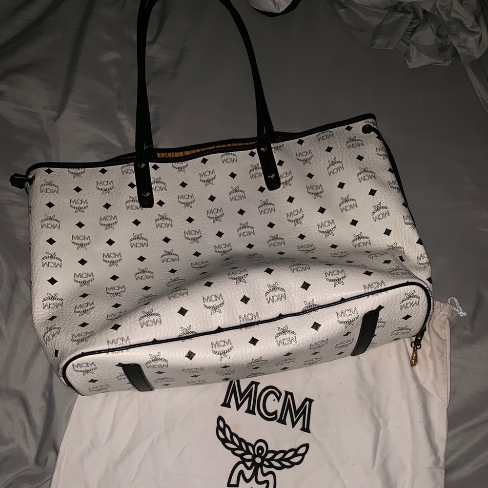 Large white mcm tote
